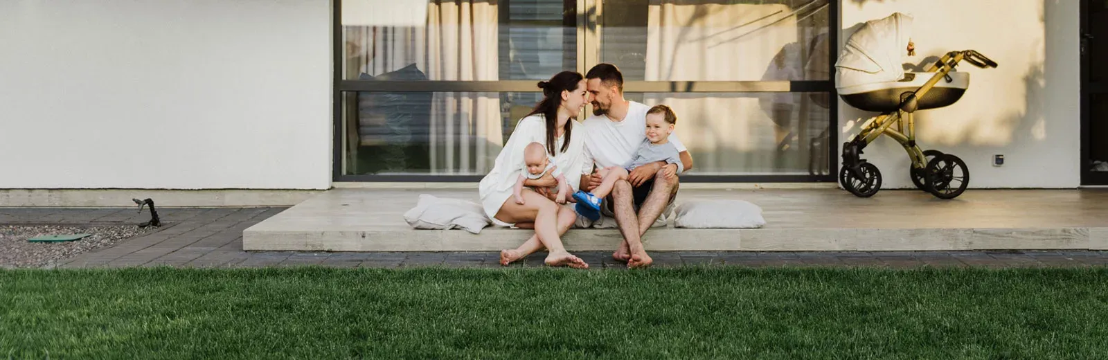 Family sitting outside