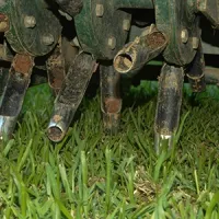 an lawn aerator in action
