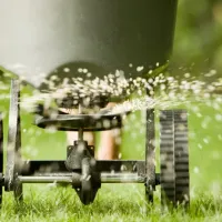 grass seeding being spread